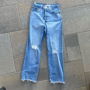 Levi’s Distressed Ribcage Straight Ankle Jeans